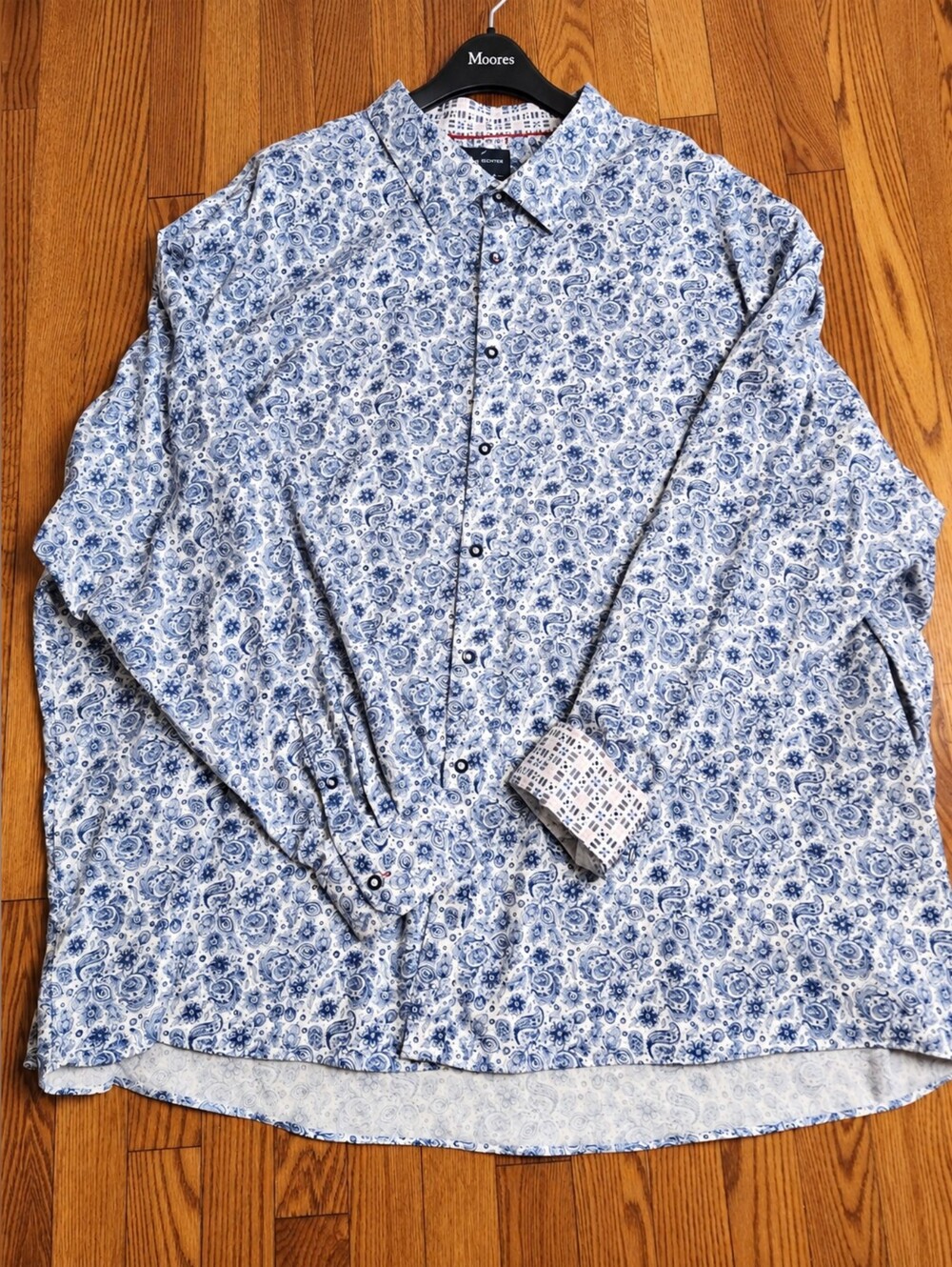 Daniel Hechter Men’s 6X Blue & White Paisley 100% Cotton Shirt
